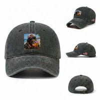 Funny Hawaiian Bigfoot Washed Cotton Baseball Cap Tropical Beach Party Graphic