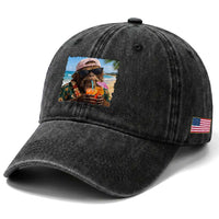 Funny Hawaiian Bigfoot Washed Cotton Baseball Cap Tropical Beach Party Graphic