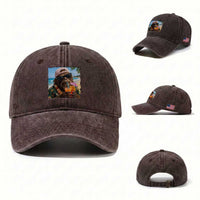 Funny Hawaiian Bigfoot Washed Cotton Baseball Cap Tropical Beach Party Graphic