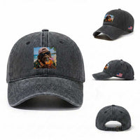 Funny Hawaiian Bigfoot Washed Cotton Baseball Cap Tropical Beach Party Graphic