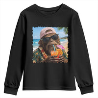 Funny Hawaiian Bigfoot Youth Sweatshirt Tropical Beach Party Graphic