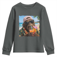 Funny Hawaiian Bigfoot Youth Sweatshirt Tropical Beach Party Graphic