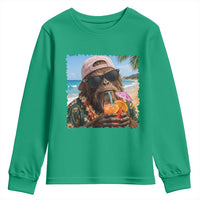 Funny Hawaiian Bigfoot Youth Sweatshirt Tropical Beach Party Graphic