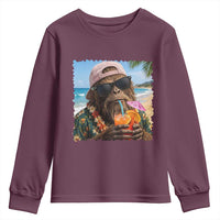 Funny Hawaiian Bigfoot Youth Sweatshirt Tropical Beach Party Graphic