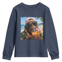 Funny Hawaiian Bigfoot Youth Sweatshirt Tropical Beach Party Graphic