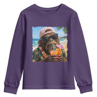 Funny Hawaiian Bigfoot Youth Sweatshirt Tropical Beach Party Graphic