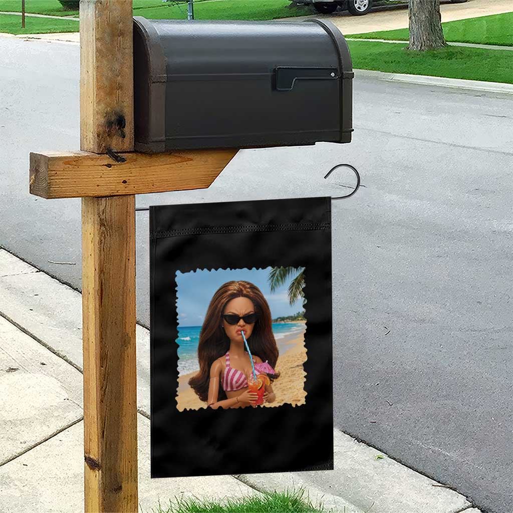 Funny Summer Doll Face Meme Garden Flag Tropical Beach Party Graphic