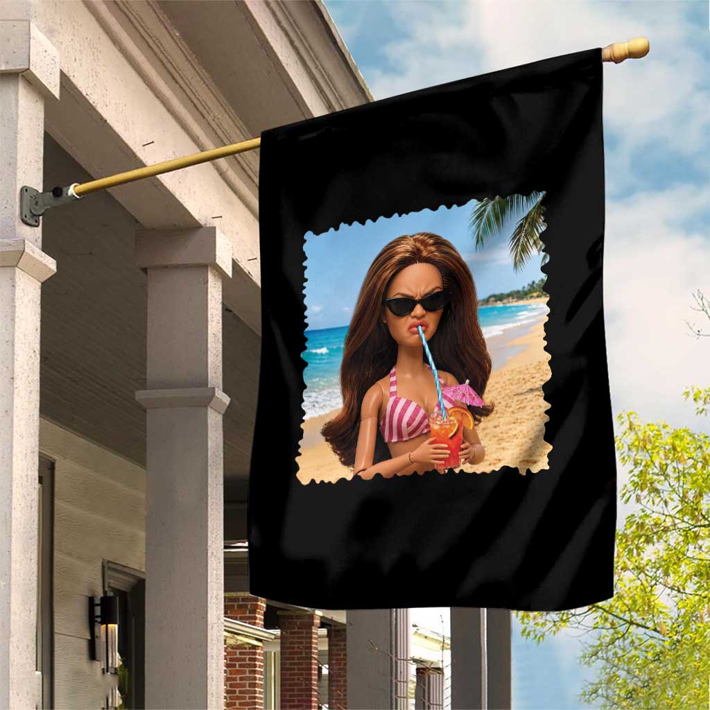 Funny Summer Doll Face Meme Garden Flag Tropical Beach Party Graphic