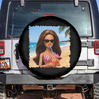 Funny Summer Doll Face Meme Spare Tire Cover Tropical Beach Party Graphic