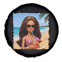 Funny Summer Doll Face Meme Spare Tire Cover Tropical Beach Party Graphic