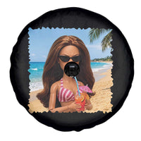Funny Summer Doll Face Meme Spare Tire Cover Tropical Beach Party Graphic
