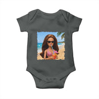 Funny Summer Doll Face Meme Baby Onesie Tropical Beach Party Graphic