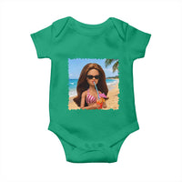 Funny Summer Doll Face Meme Baby Onesie Tropical Beach Party Graphic