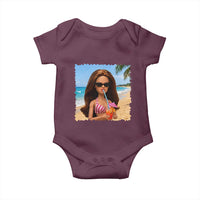 Funny Summer Doll Face Meme Baby Onesie Tropical Beach Party Graphic