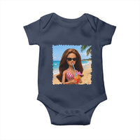 Funny Summer Doll Face Meme Baby Onesie Tropical Beach Party Graphic