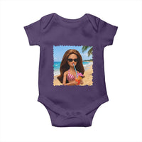 Funny Summer Doll Face Meme Baby Onesie Tropical Beach Party Graphic