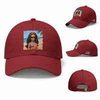 Funny Summer Doll Face Meme Baseball Cap Tropical Beach Party Graphic