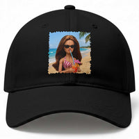 Funny Summer Doll Face Meme Baseball Cap Tropical Beach Party Graphic