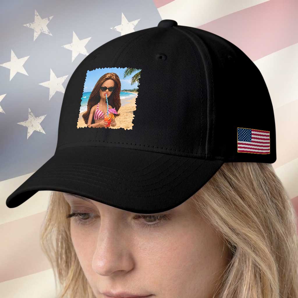 Funny Summer Doll Face Meme Baseball Cap Tropical Beach Party Graphic