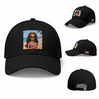 Funny Summer Doll Face Meme Baseball Cap Tropical Beach Party Graphic