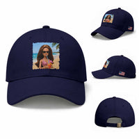 Funny Summer Doll Face Meme Baseball Cap Tropical Beach Party Graphic