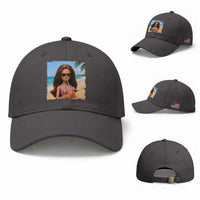 Funny Summer Doll Face Meme Baseball Cap Tropical Beach Party Graphic