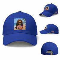 Funny Summer Doll Face Meme Baseball Cap Tropical Beach Party Graphic