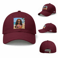 Funny Summer Doll Face Meme Baseball Cap Tropical Beach Party Graphic