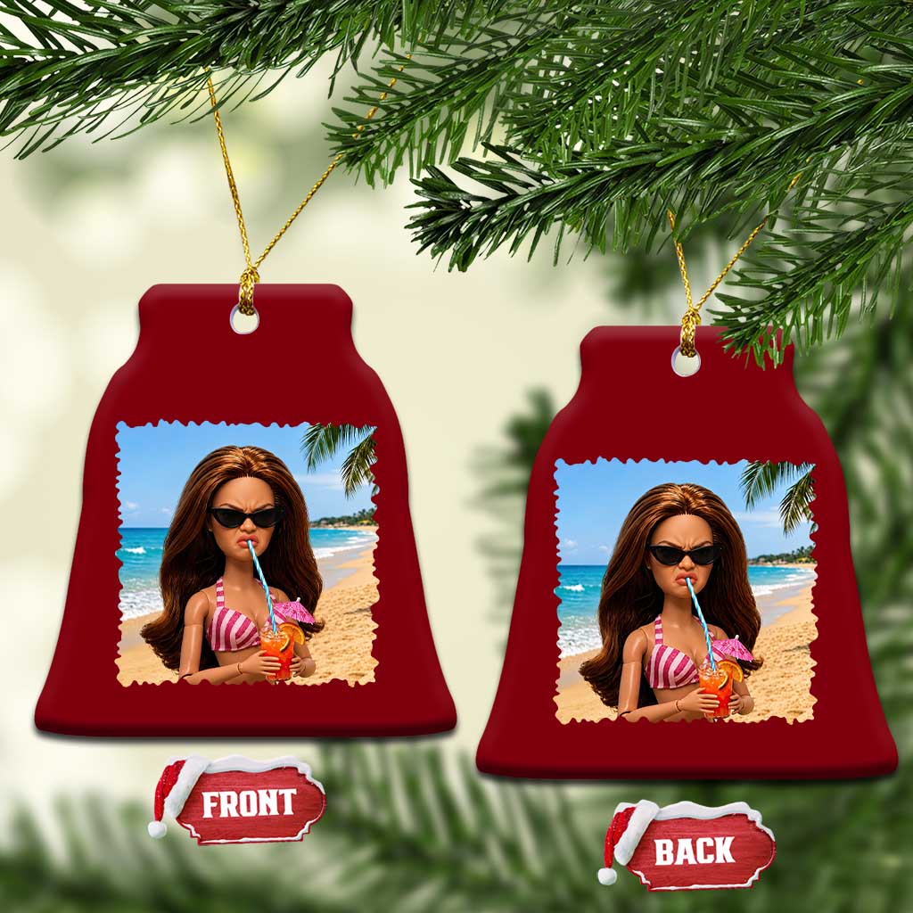 Funny Summer Doll Face Meme Ceramic Ornament Tropical Beach Party Graphic
