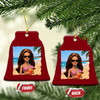 Funny Summer Doll Face Meme Ceramic Ornament Tropical Beach Party Graphic