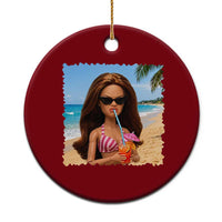 Funny Summer Doll Face Meme Ceramic Ornament Tropical Beach Party Graphic