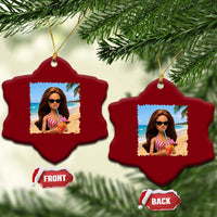 Funny Summer Doll Face Meme Ceramic Ornament Tropical Beach Party Graphic