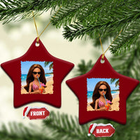 Funny Summer Doll Face Meme Ceramic Ornament Tropical Beach Party Graphic
