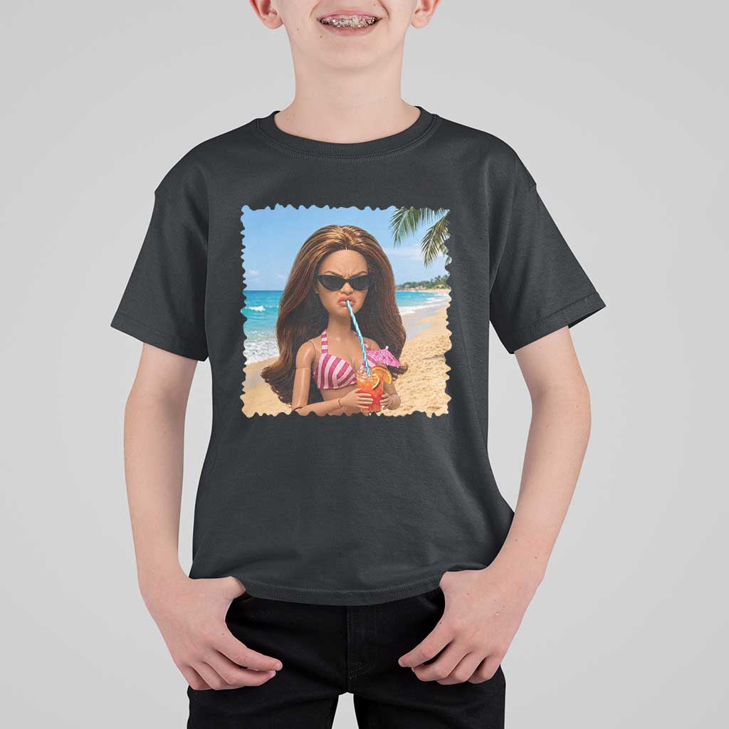 Funny Summer Doll Face Meme T Shirt For Kid Tropical Beach Party Graphic