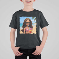 Funny Summer Doll Face Meme T Shirt For Kid Tropical Beach Party Graphic
