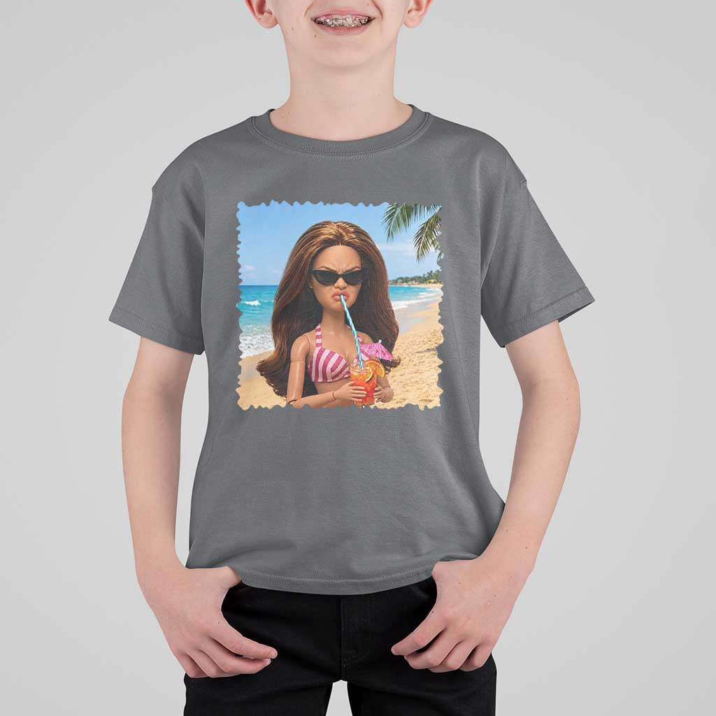 Funny Summer Doll Face Meme T Shirt For Kid Tropical Beach Party Graphic