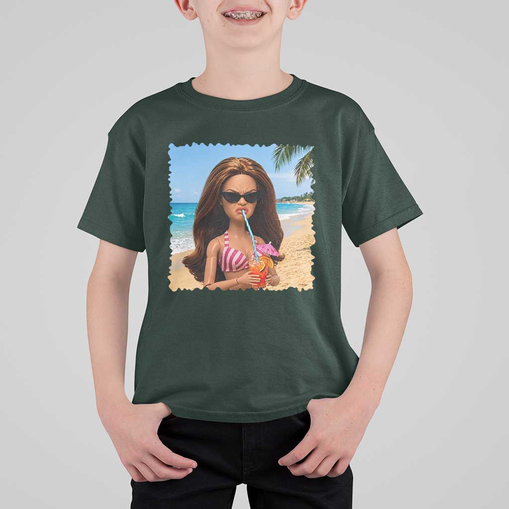 Funny Summer Doll Face Meme T Shirt For Kid Tropical Beach Party Graphic