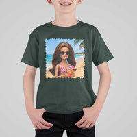 Funny Summer Doll Face Meme T Shirt For Kid Tropical Beach Party Graphic