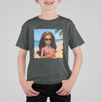 Funny Summer Doll Face Meme T Shirt For Kid Tropical Beach Party Graphic