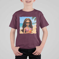 Funny Summer Doll Face Meme T Shirt For Kid Tropical Beach Party Graphic