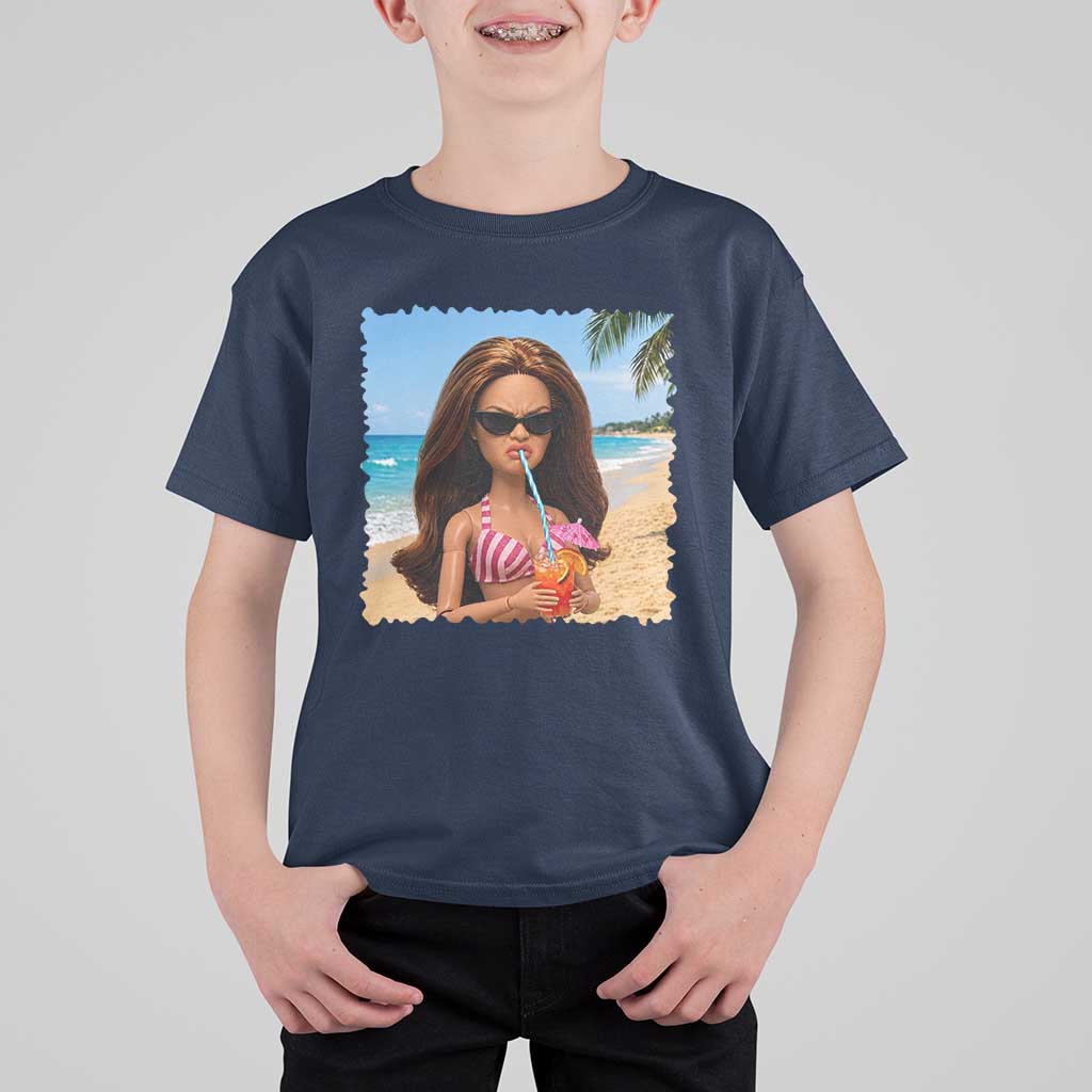 Funny Summer Doll Face Meme T Shirt For Kid Tropical Beach Party Graphic