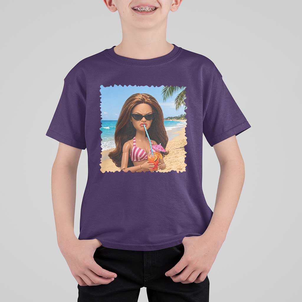 Funny Summer Doll Face Meme T Shirt For Kid Tropical Beach Party Graphic