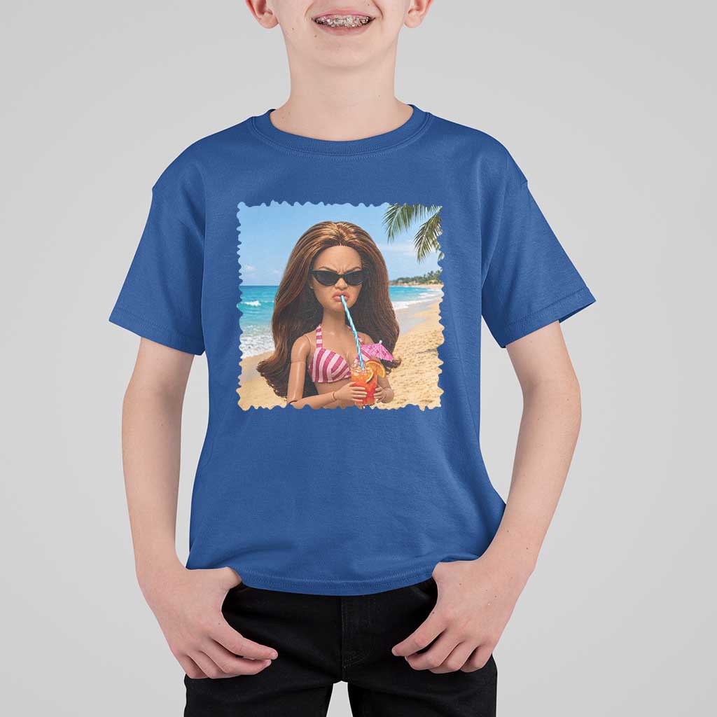 Funny Summer Doll Face Meme T Shirt For Kid Tropical Beach Party Graphic