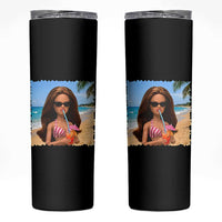 Funny Summer Doll Face Meme Skinny Tumbler Tropical Beach Party Graphic
