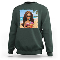 Funny Summer Doll Face Meme Sweatshirt Tropical Beach Party Graphic