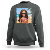 Funny Summer Doll Face Meme Sweatshirt Tropical Beach Party Graphic