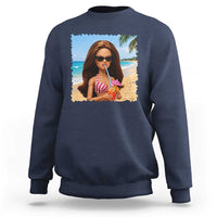 Funny Summer Doll Face Meme Sweatshirt Tropical Beach Party Graphic