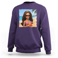 Funny Summer Doll Face Meme Sweatshirt Tropical Beach Party Graphic