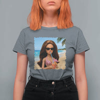 Funny Summer Doll Face Meme T Shirt For Women Tropical Beach Party Graphic