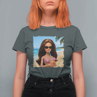 Funny Summer Doll Face Meme T Shirt For Women Tropical Beach Party Graphic